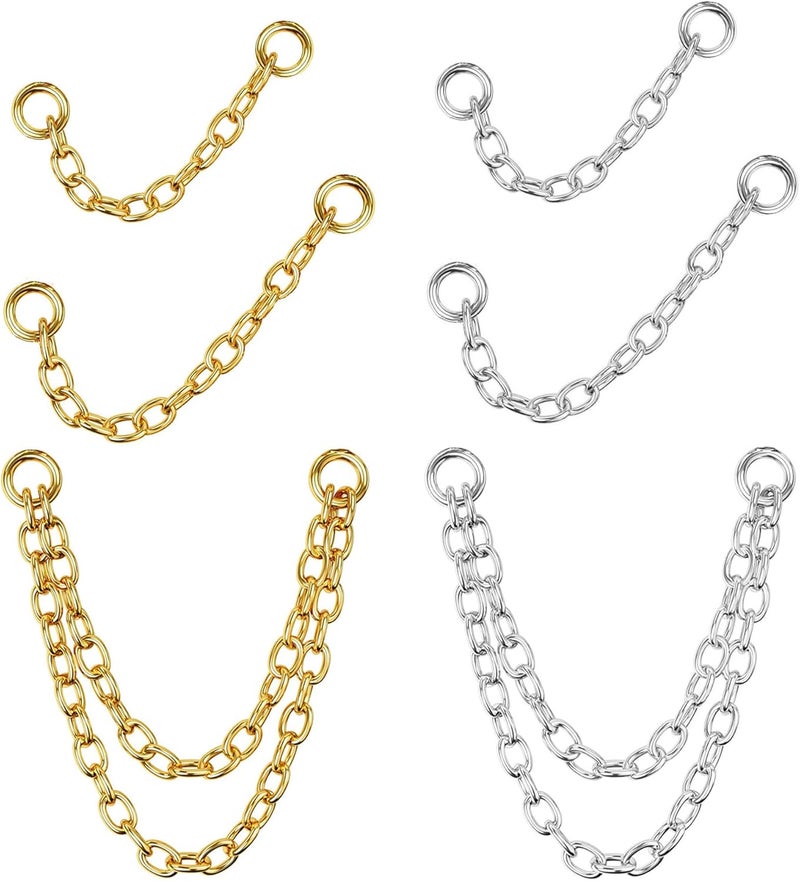 Goenjoy 6Pcs 14K Gold Plated Earrings Connector Chains Set for Women, Convertible Dangle Chain for Helix Earrings Double Piercings 30mm 40mm - Image 1